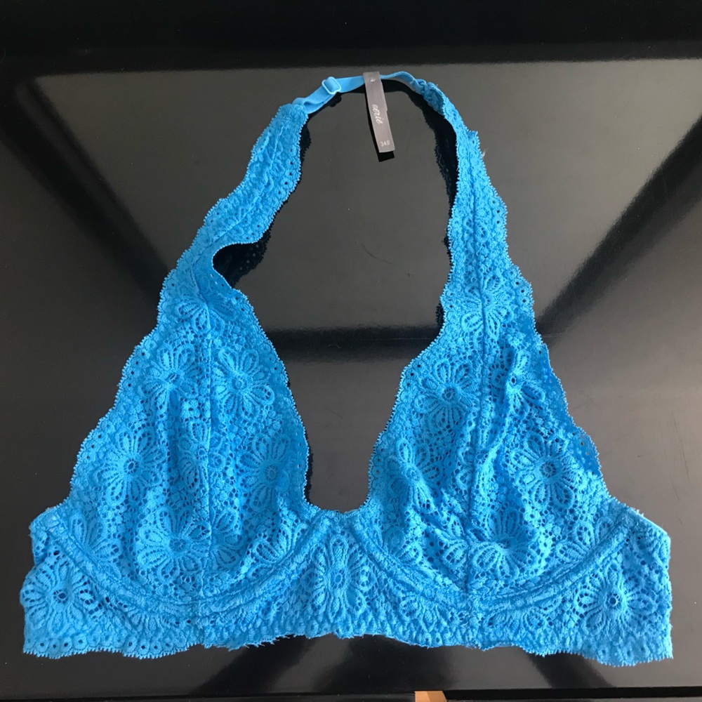 AERIE Blue Lace Unlined Plunge Bra